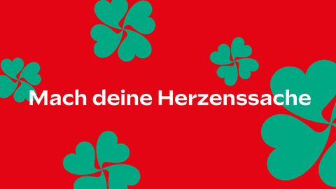 Mach deine Herzenssache Schriftzug auf rotem Hintergrund